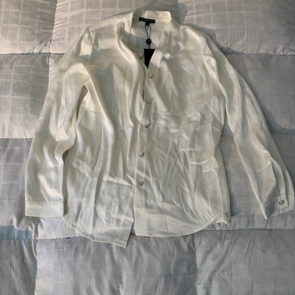 Adrianna Papell white Textured Blouse